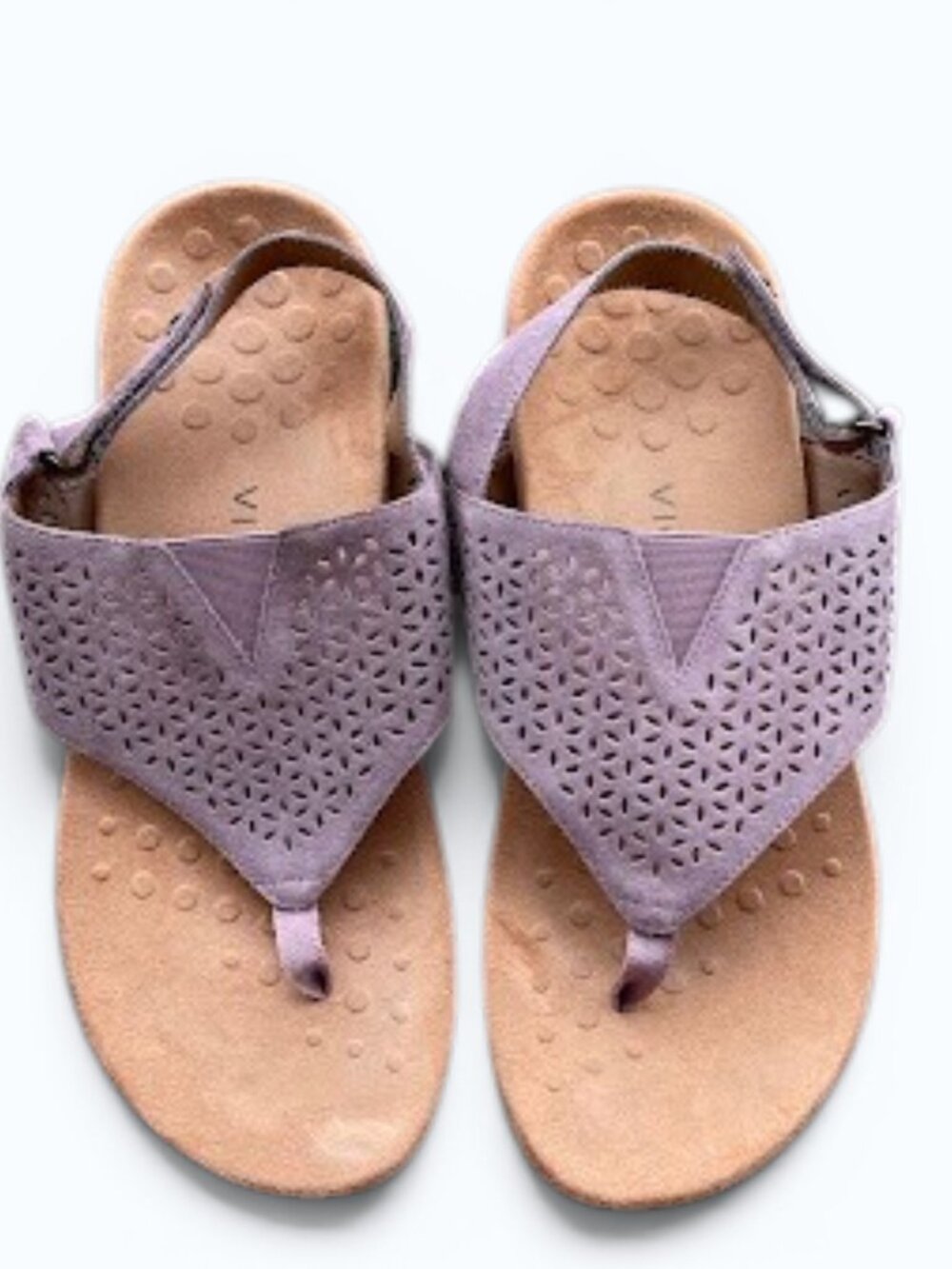 Vionic Nikki Thong Suede Leather Women's Summer Lavender Sandals 11W Orthotic